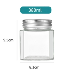 Lọ thủy tinh dáng vuông nắp kim loại Echo 380ml
