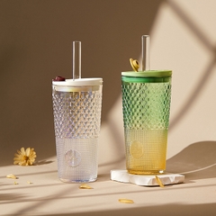 Cốc thuỷ tinh có ống hút 640ml