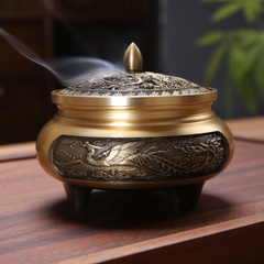 Lư trầm hương rồng phượng L0243