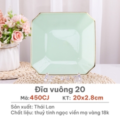 Đĩa vuông Opal Xanh ngọc 20cm - 450CJ