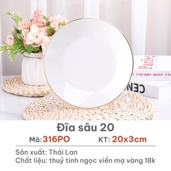 Đĩa sâu 8 Opal Trắng 20cm - 316PO