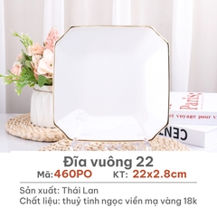 Đĩa vuông Opal Trắng 22cm - 460PO