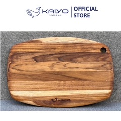 Thớt thái gỗ Teak Kaiyo vân ngang hình oval size M