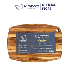Thớt thái gỗ Teak Kaiyo vân ngang hình oval size M
