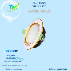 Đèn Downlight Âm Trần Diamond 10W Mặt Phẳng, Đổi Màu Viền Vàng