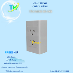 Ổ CẮM ĐÔI ĐA NĂNG CÓ NẮP CHE 16A - 250V - LC2DN