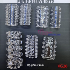 Combo Bộ 7 vòng gai bi silicone đôn khúc giữa tăng khoái cảm