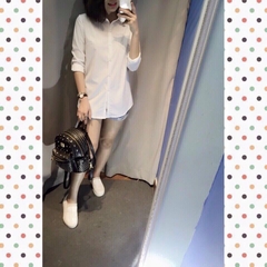 Sơmi trắng form dài hiệu Oasic , chất kate lụa.