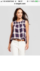 Women's Smocked Front Plaid Tank - Knox Rose™ Navy