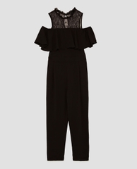 jumpsuit đen phối ren zara