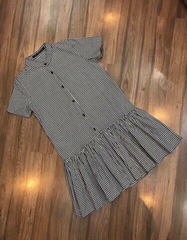 Đầm cổ trụ caro hạ eo Zara