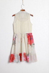 đầm Sơmi voan hoa 2 lớp