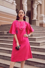 Đầm tơ suôn thêu hoa