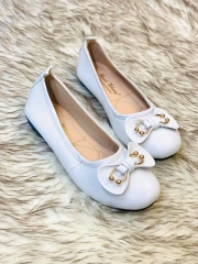 Giày búp bê da thật phối nơ