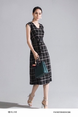 Đầm caro cổ tim siêu xinh