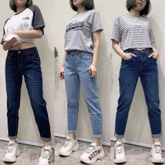 Quần jean lưng thun dây kéo form baggy