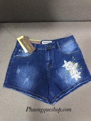 Short jean thêu