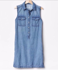 Đầm denim cổ sơmi