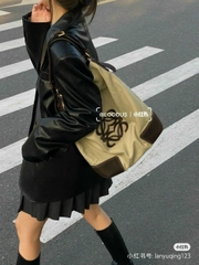 LOEWE TOTE CANVAS phối da thật
