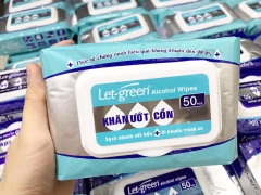 KHĂN ƯỚT CỒN LET-GREEN 50 MIẾNG