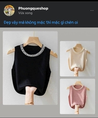 áo sát nách cổ đính ngọc