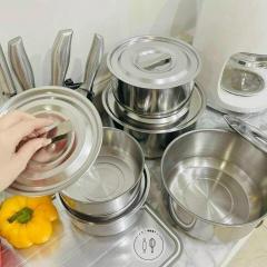 BỘ 5 THAU INOX CÓ NẮP ĐẬY STOCK POT