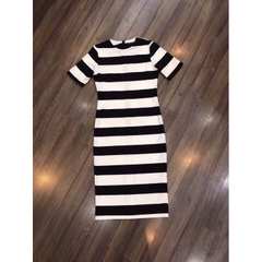 Đầm thun midi sọc ngang zara