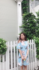 Đầm lanh lụa ko nhăn ,in hoa xinh xắn