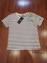 Áo thun sọc cotton thêu hoa xinh xắn