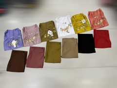 Set bộ áo tơ thêu và quần dài linen gân ống rộng