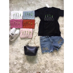 Áo thun cotton thêu và in