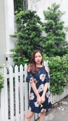 Đầm lanh lụa ko nhăn ,in hoa xinh xắn