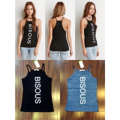 Áo yếm thun mịn in chữ BISOUS