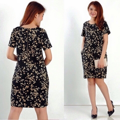 Đầm thun cotton dày form suôn in hoa, form đẹp