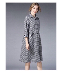 Đầm sơmi caro dáng oversize