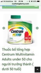 Centrum multivitamin thuốc bổ tổng hợp từ 18-50 tuôi 