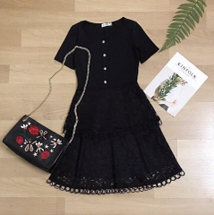 Đầm xoè phối ren Cati