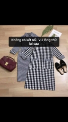 Đầm sơmi caro dáng oversize