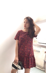 Đầm lanh lụa ko nhăn in hoa