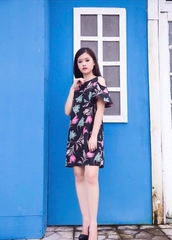 đầm hoa/ chấm bi chất lanh lụa