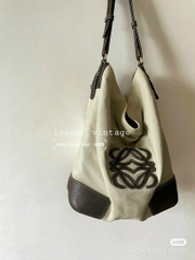 LOEWE TOTE CANVAS phối da thật