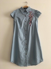 Denim thêu sơmi tay bèo