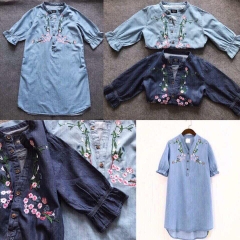 Denim thêu form suôn xinh xắn.