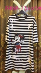 Đầm thun sọc ngang phối hình Micky