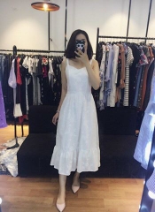 Maxi zara vải thô hàn thêu ren xịn