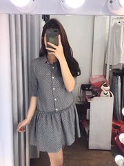 Đầm hạ eo chất thô vải mịn