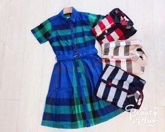 Đầm sơmi họa tiết caro burberry