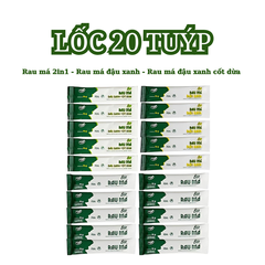 Lốc 20 Tuýp Rau Má 2in1 - Rau Má Đậu Xanh - Rau Má Cốt Dừa