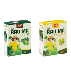 Combo - Hộp bột rau má 2IN1 & Hộp bột rau má đậu xanh mới - Hộp 12 gói