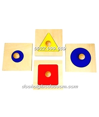 Bộ 4 hình học cơ bản loại bảng đơn - Single shape Giáo cụ Montessori